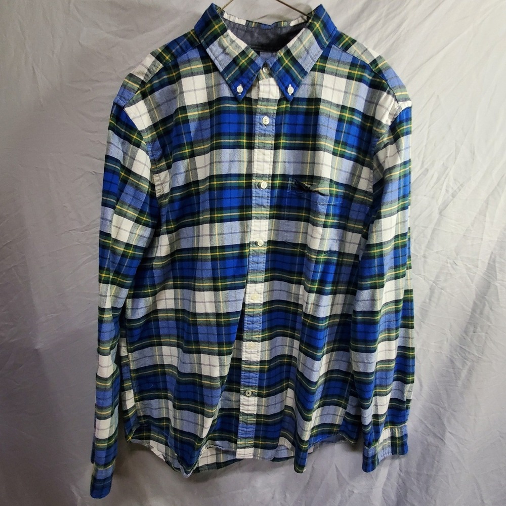 American Eagle Outfitters Mens XL Classic Fit Blue Green Plaid Flannel Shirt